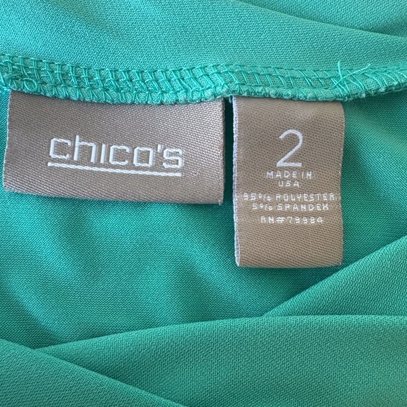 Chico’s Large Green Rolled Neck Tank Top Career Office Casual Sleeveless Stretch - Picture 4 of 8